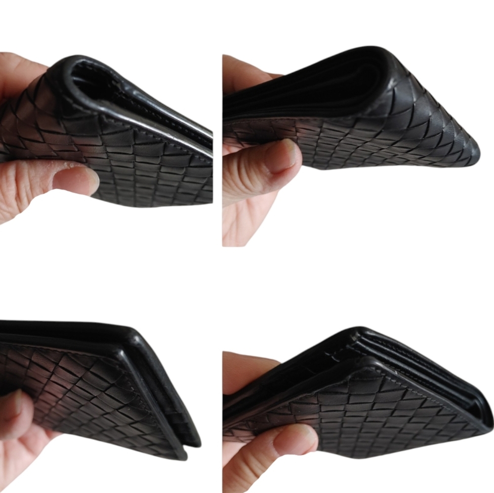 Bottega Veneta Black Leather Intrecciato Bi-Fold Wallet - Picture 13 of 16